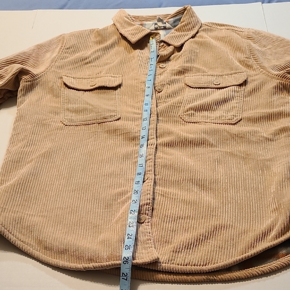 Three Dots Womens Tan Corduroy Chic Lined Button-Up Cord Jacket EUC Large - Picture 9 of 12